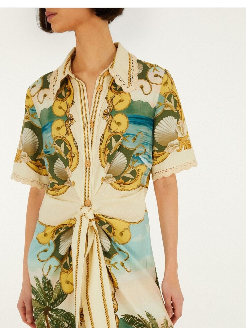 Farm Rio Off White Royal Sea Collared Mididress - Picture 5 of 7